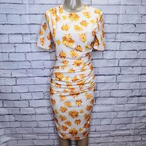 Alexia Admor Womens Cream Yellow Cataleya Draped Sheath Dress Size Small